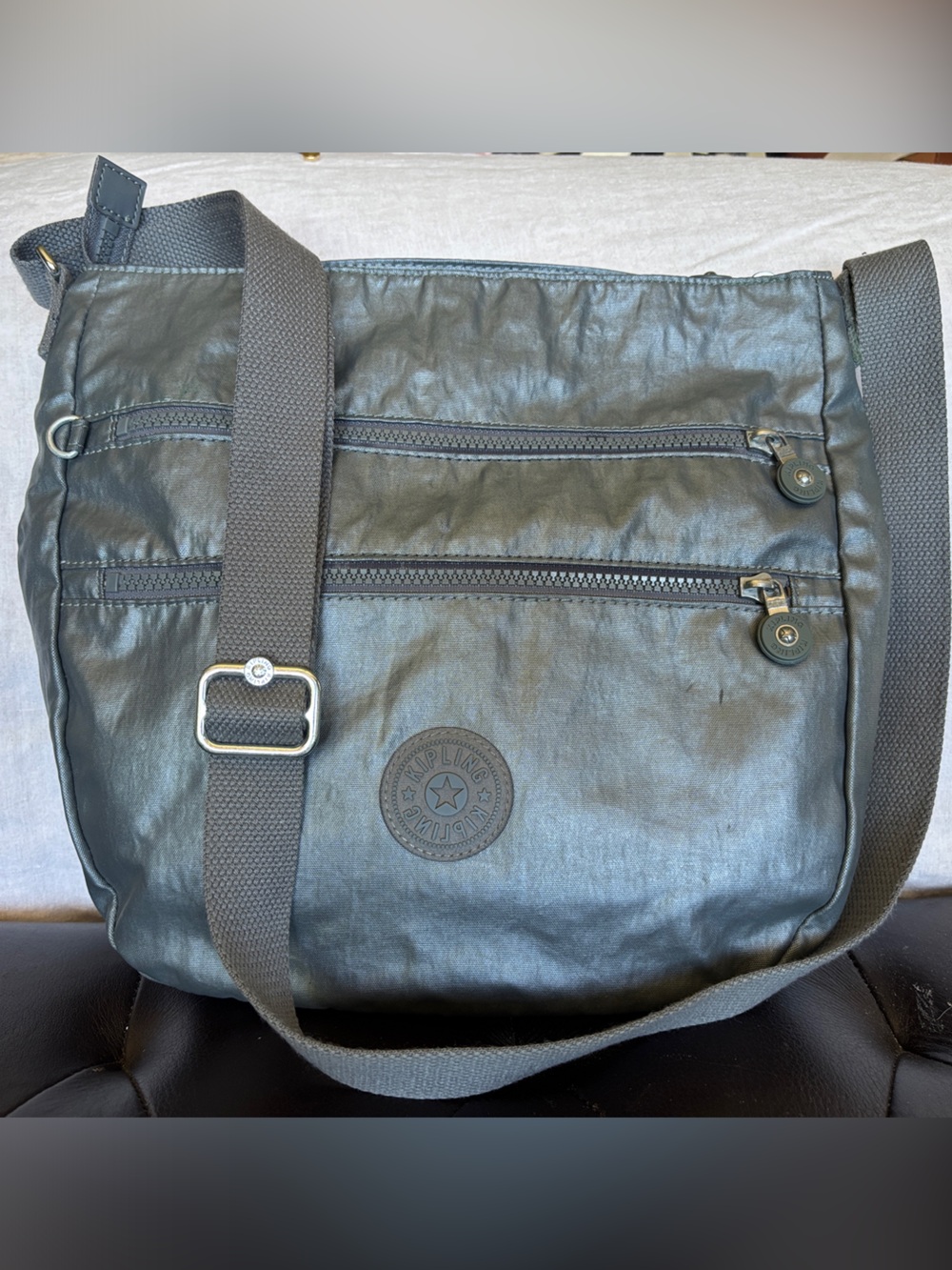 Kipling Metallic Gray Crossbody Bag